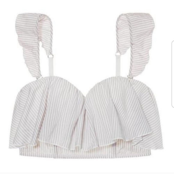 Victoria's Secret Striped Ruffle Bra Bralette Bandeau Crop Top Bustier NWT 32B - Picture 6 of 16